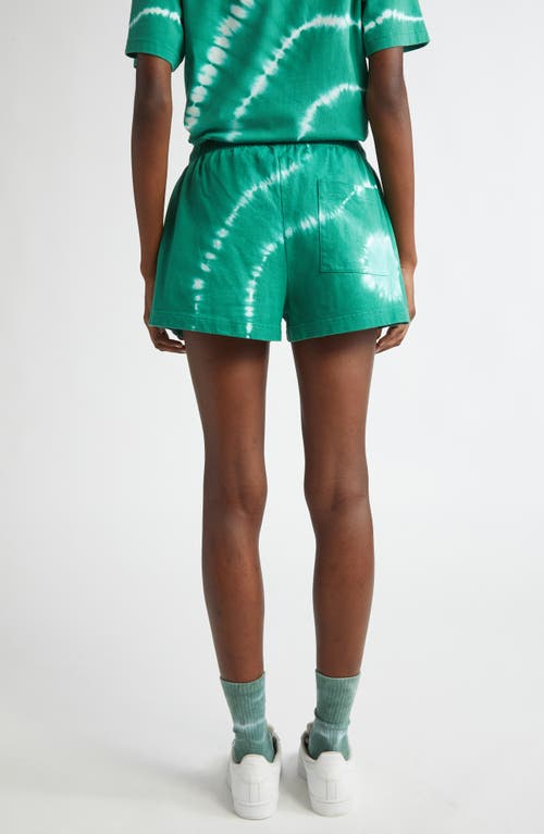 Sporty And Rich Sporty & Rich Serif Tie Dye Logo Cotton Disco Shorts In Gemstone Tie Dye