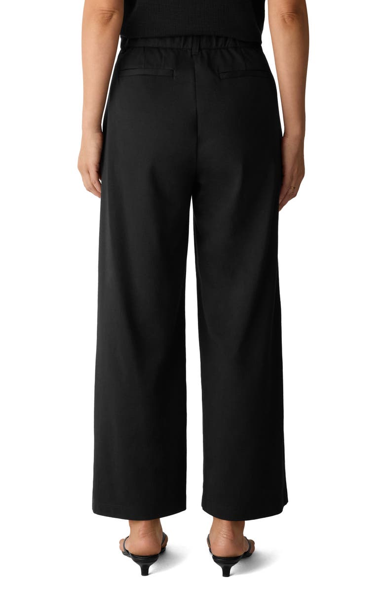 Eileen Fisher High Waist Ankle Wide Leg Pants, Alternate, color, Black