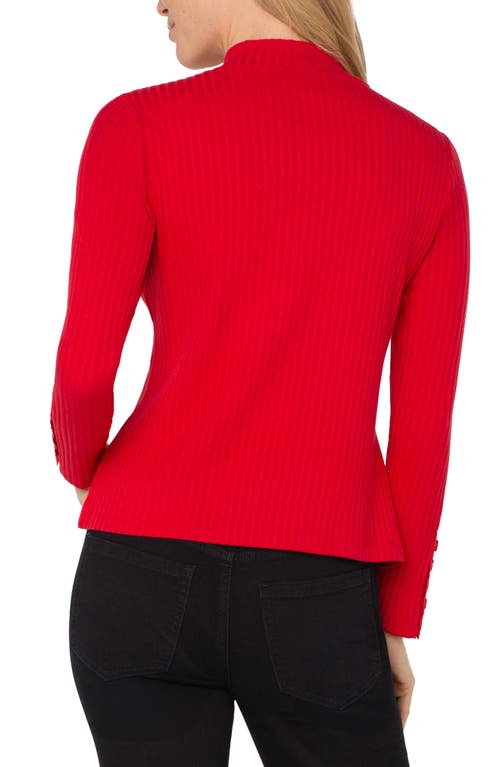 Liverpool Los Angeles Long Sleeve Mock Neck Rib Top In Red
