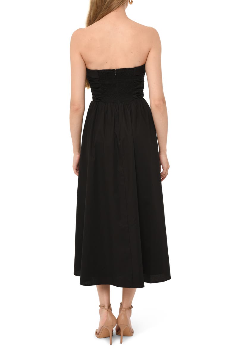 x Styled by COCO! Sammie Pleat Strapless Stretch Cotton Sundress, Alternate, color, BLACK