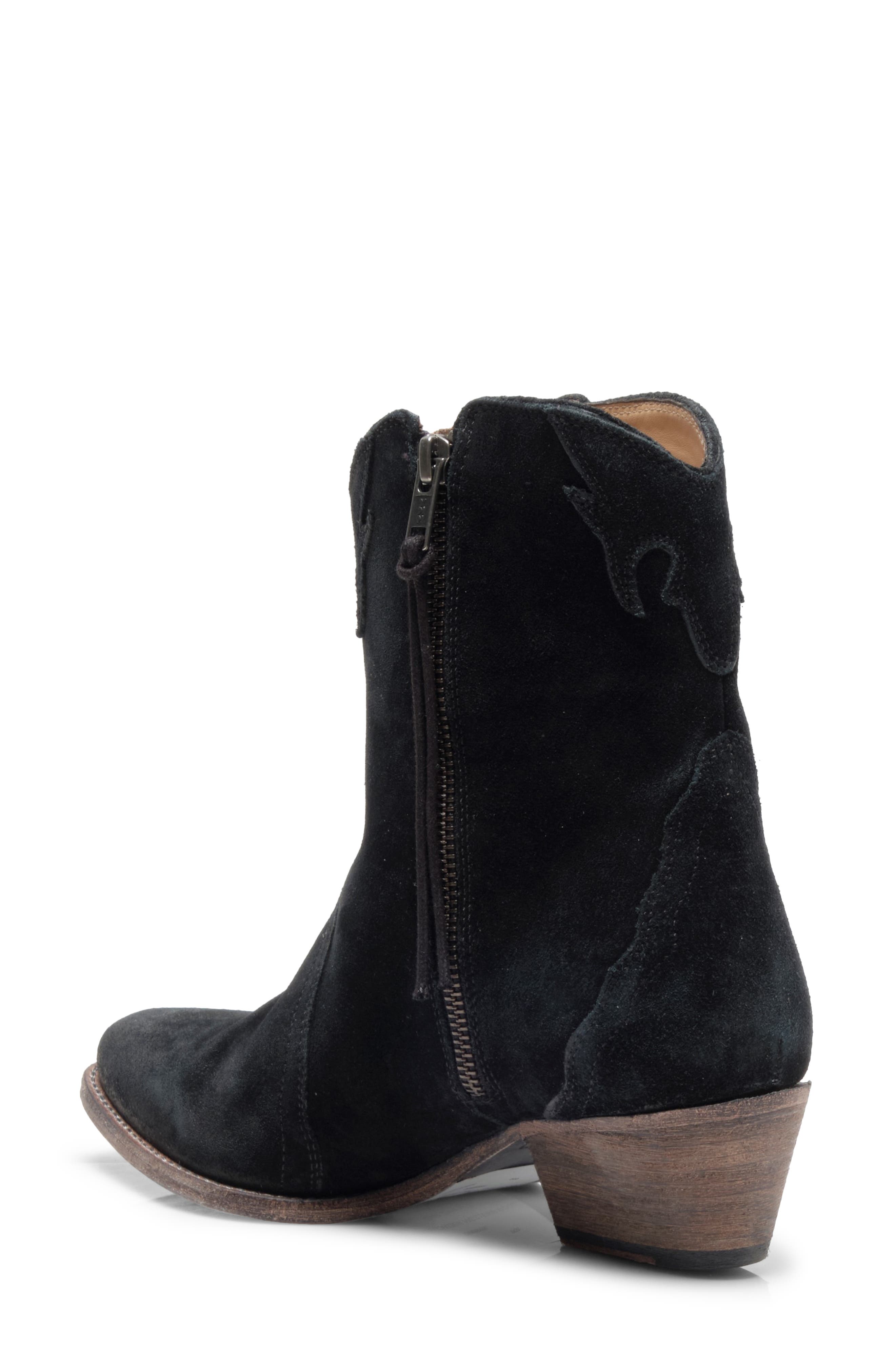 Free People New Frontier Western Bootie, Alternate, color, Black Suede