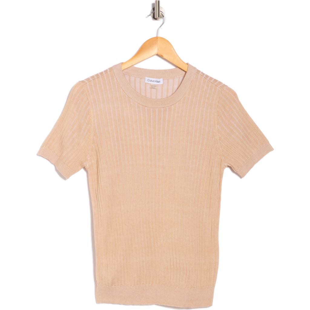 Calvin Klein Rib Short Sleeve Sweater In Multi