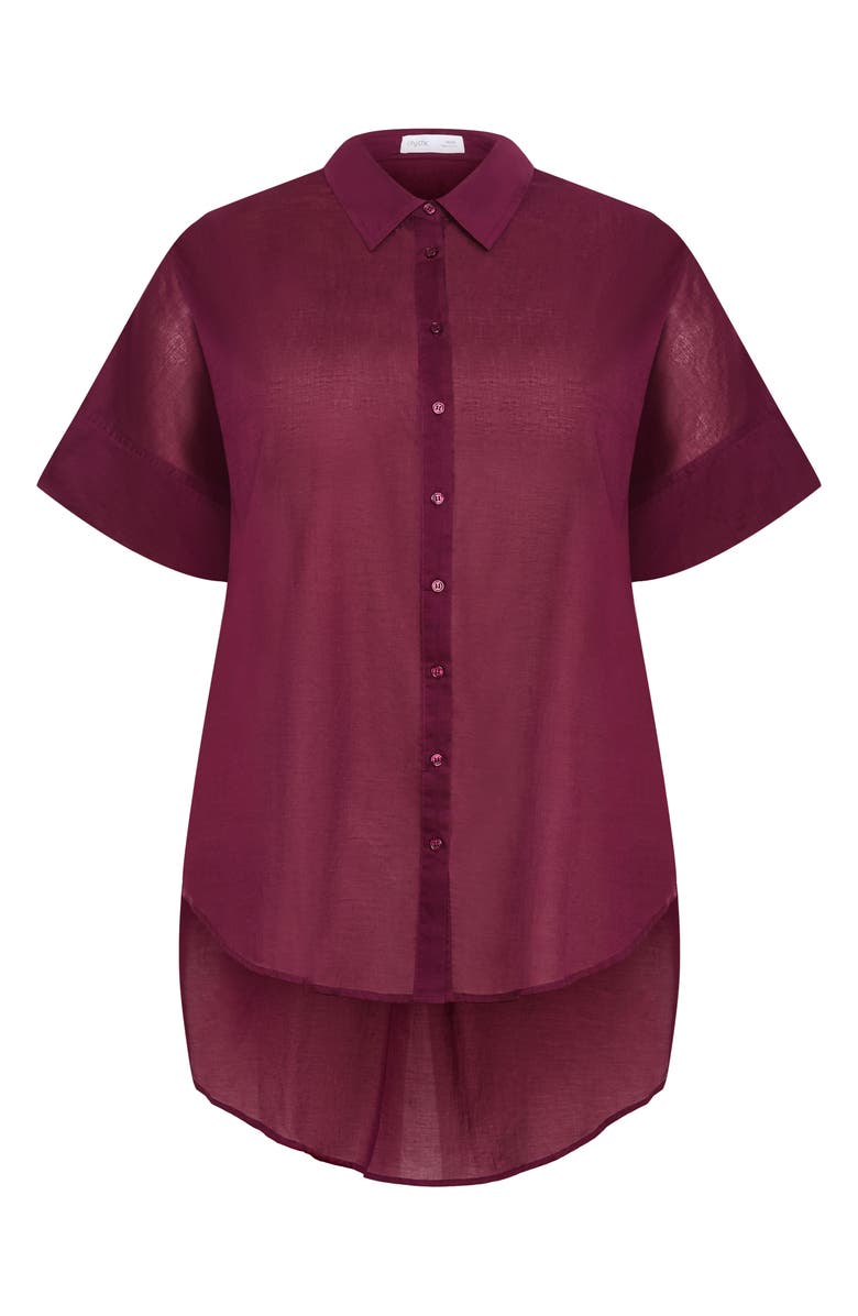 City Chic Oversize Longline Cotton Button-Up Shirt, Alternate, color, 