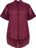 City Chic Oversize Longline Cotton Button-Up Shirt