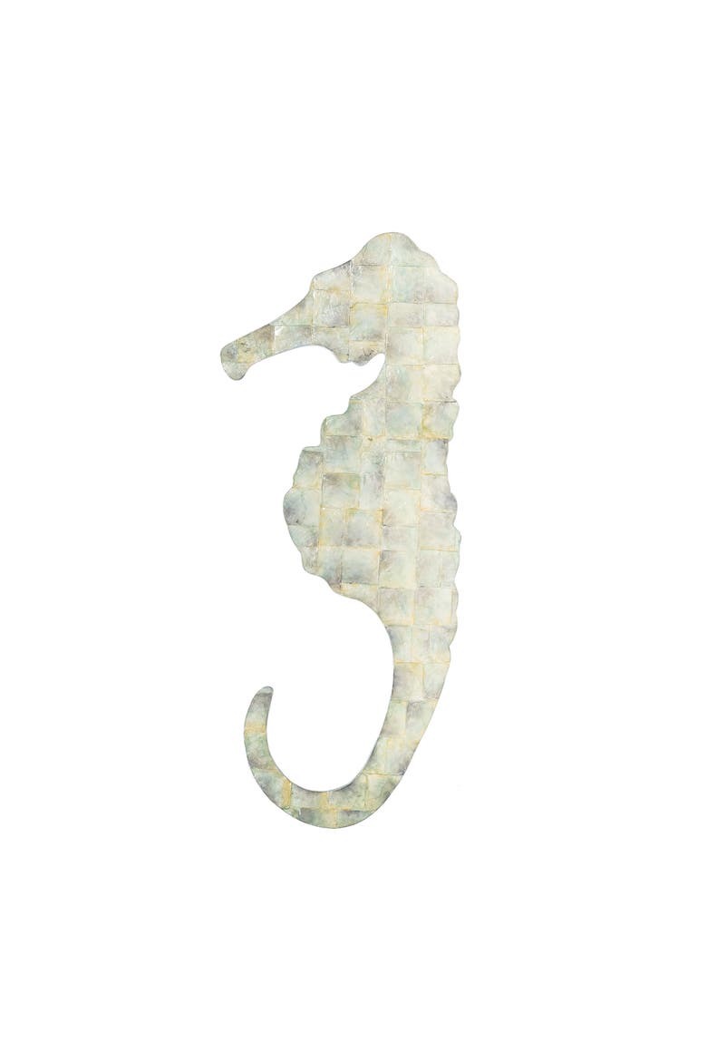 Seahorse Tile Wall Art 10 x 0.5 x 24 Inches., Main, color, White