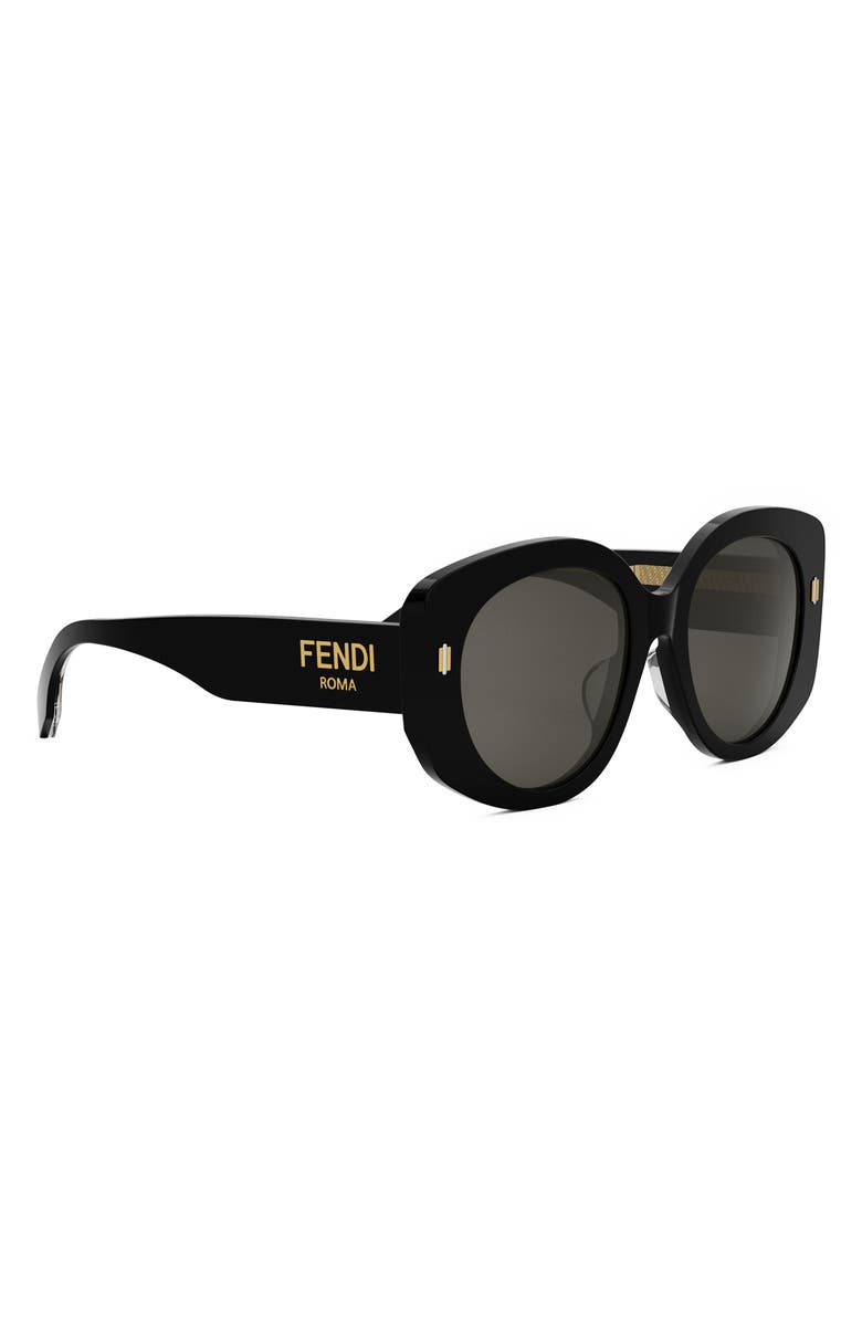 Fendi 'Fendi Roma 62mm Overize Round Sunglasses, Alternate, color, Shiny Black / Smoke