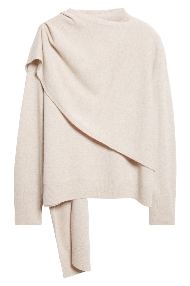 Drape Neck Wool & Cashmere Sweater, Alternate, color, HEATHER DOVE OAT