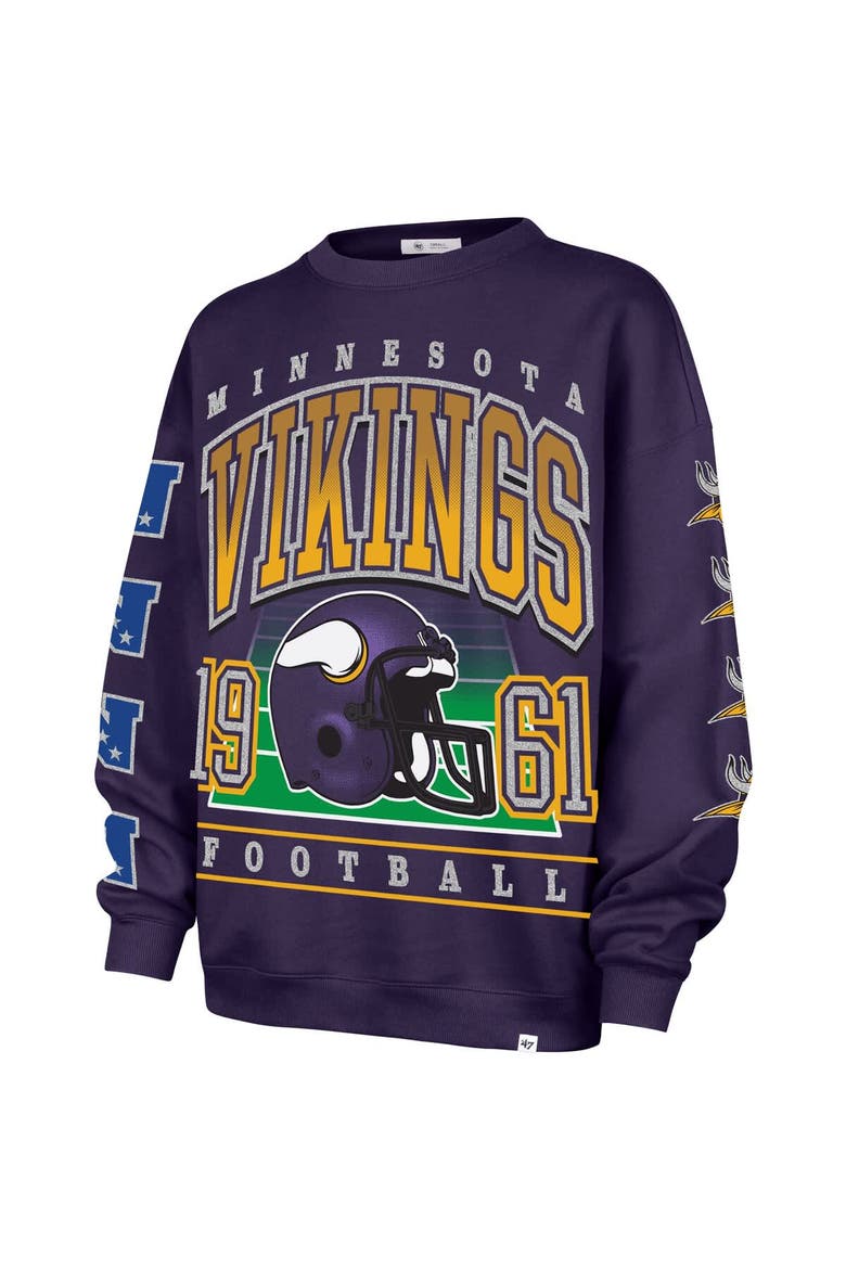 Women's '47  Purple Minnesota Vikings Go Big Oversized Pullover Sweatshirt, Alternate, color, Purple