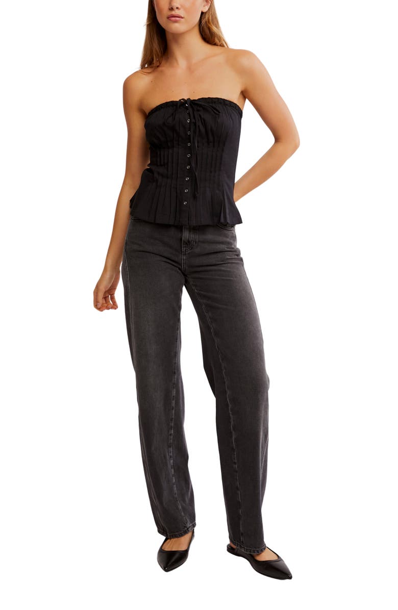 Free People Wink Wink Pintuck Tube Top, Alternate, color, Black