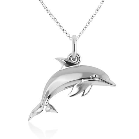 Dolphin Pendant Necklace 14k