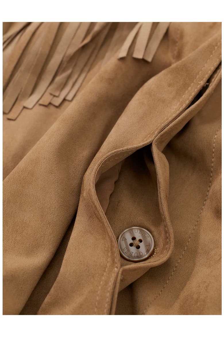 Ibby Faux Suede Fringe Jacket, Alternate, color, BROWN