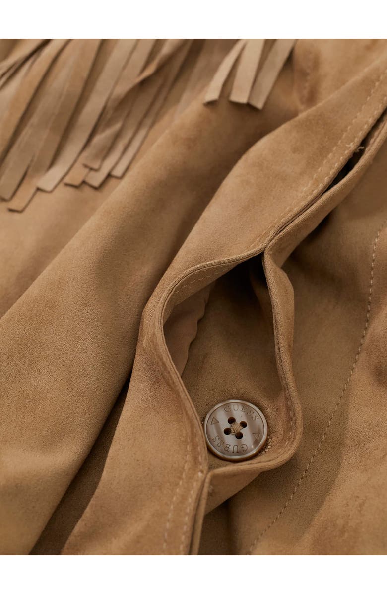 GUESS Ibby Faux Suede Fringe Jacket, Alternate, color, Brown