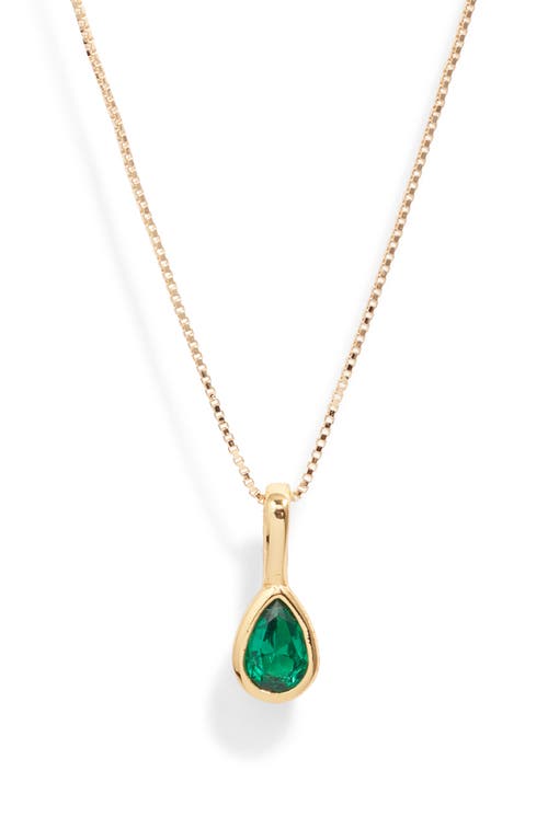 Set & Stones Teardrop Birthstone Pendant Necklace In Gold/may