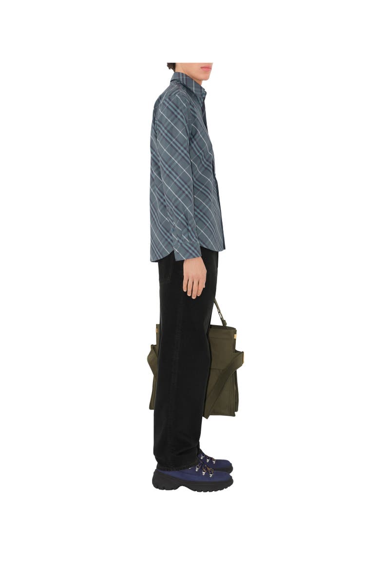 Burberry Regular Fit Check Cotton Shirt, Alternate, color, Pewter