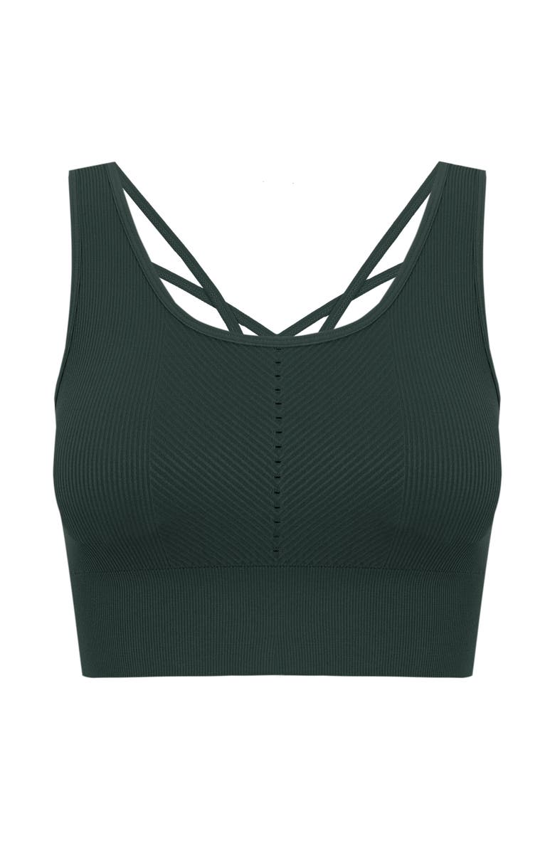 Born Living Yoga Naisha Medium Support Seamless Sport Top, Alternate, color, Moss