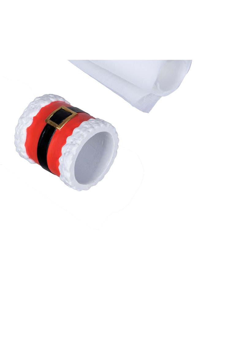 Santa Belt Napkin Rings Set of 4, Alternate, color, Red
