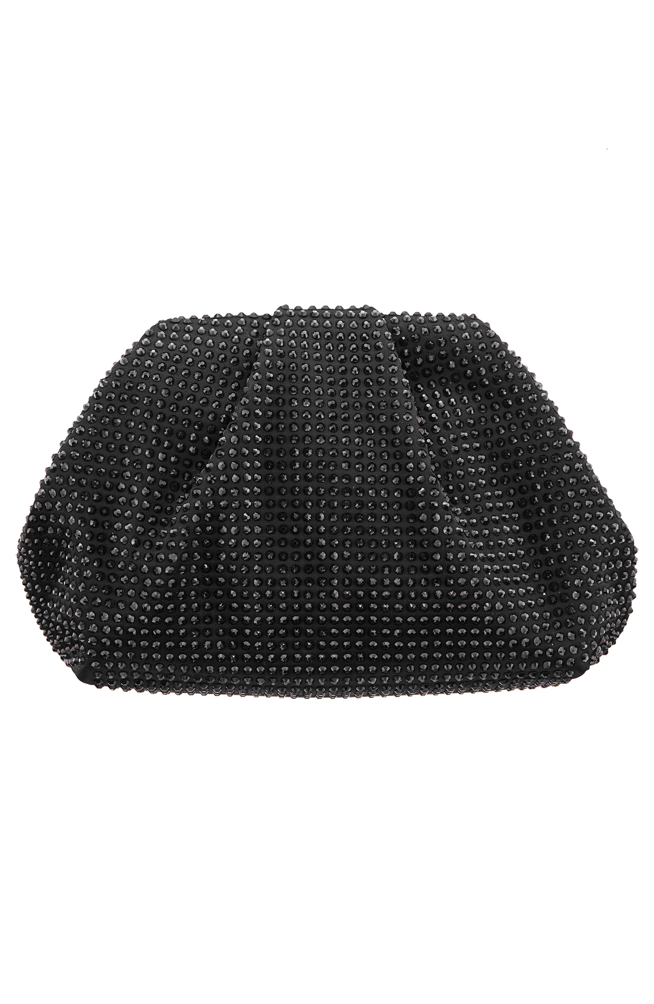 Nina Crystal Frame Satchel, Alternate, color, Black