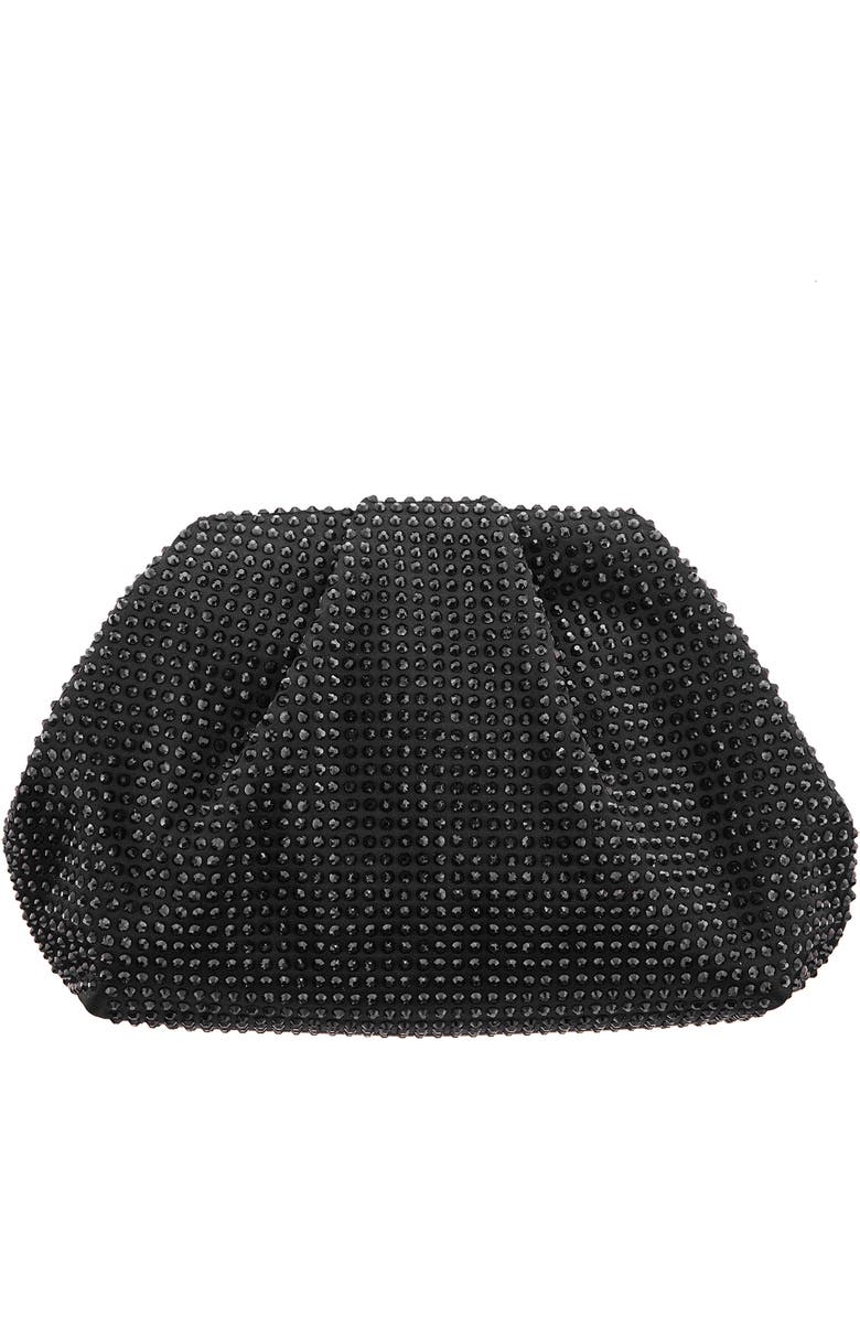 Nina Crystal Frame Satchel, Alternate, color, Black