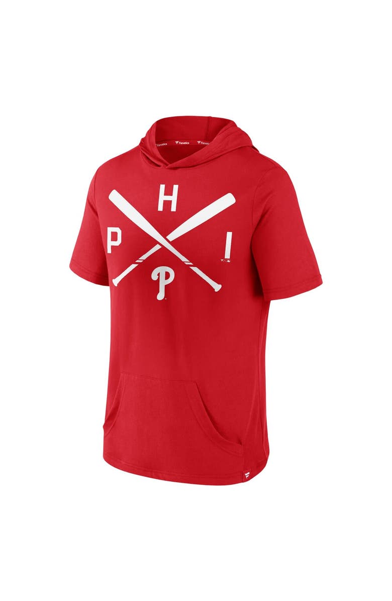 FANATICS Men's Fanatics Branded Red Philadelphia Phillies Iconic Rebel Short Sleeve Pullover Hoodie, Alternate, color, 