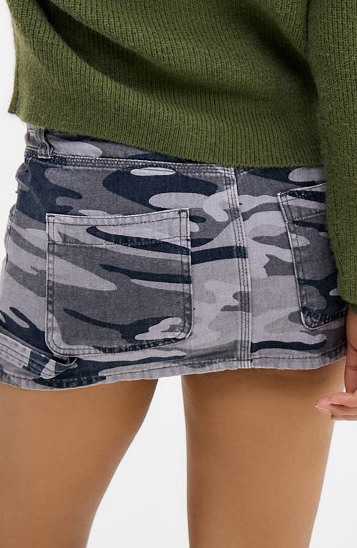 Bdg Urban Outfitters Camo Low Rise Denim Carpenter Miniskirt In Gray