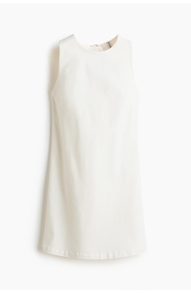 H&M Open-back twill dress, Alternate, color, Cream