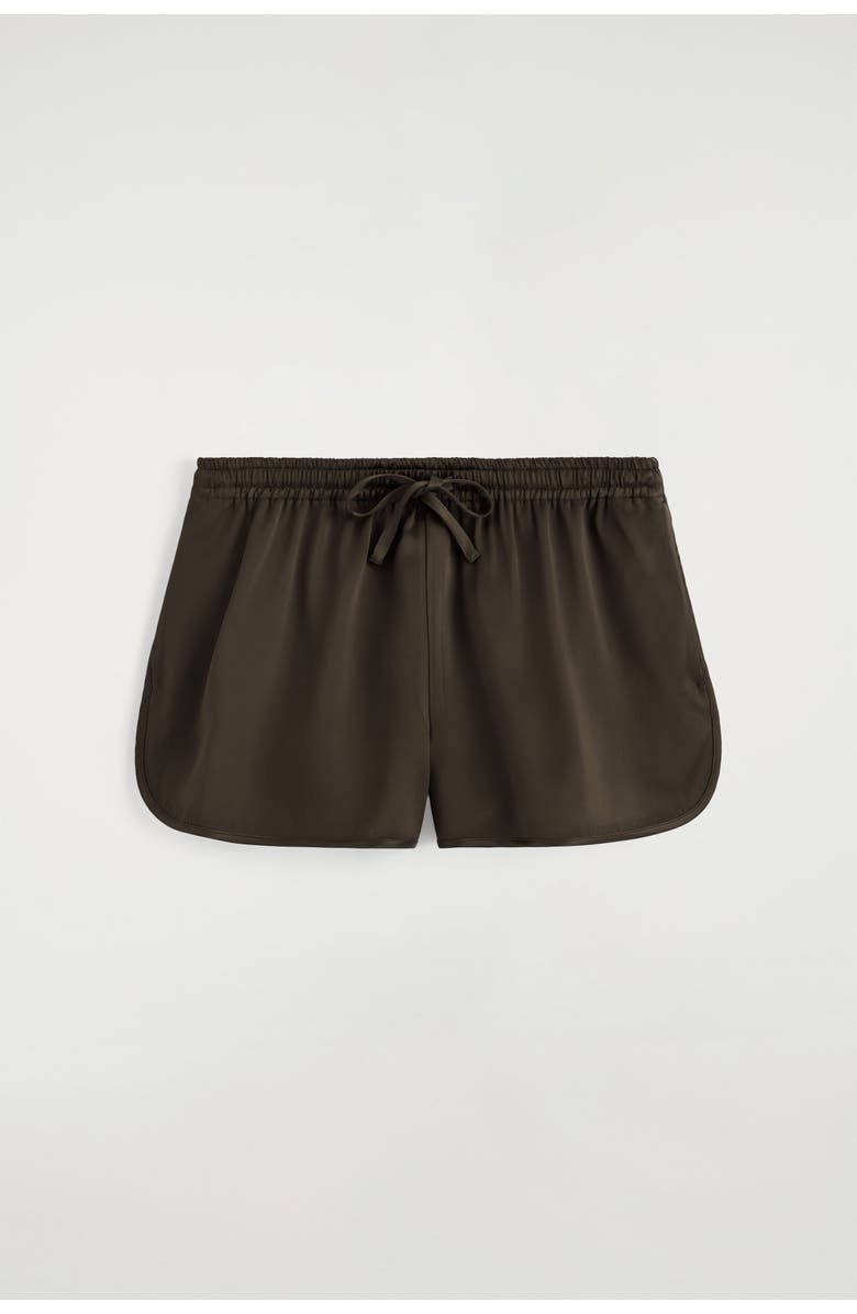 COS Satin Track Shorts, Alternate, color, Brown