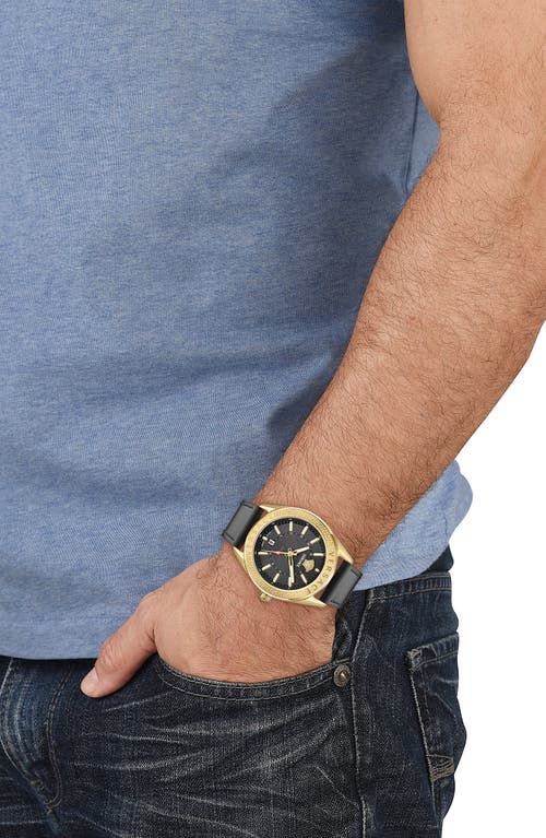 Versace V-code Gmt Watch, 42mm In Black/gold