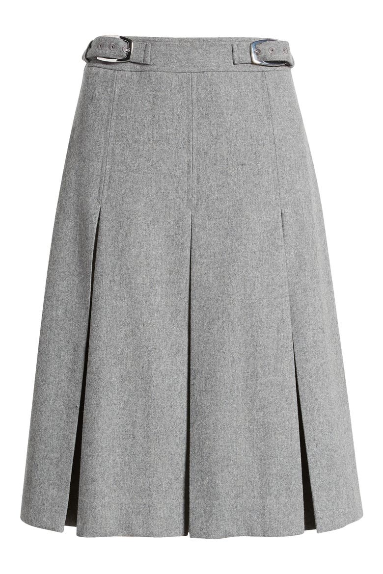 Garnet Pleated Wool Blend Skirt, Alternate, color, HTHRGRY