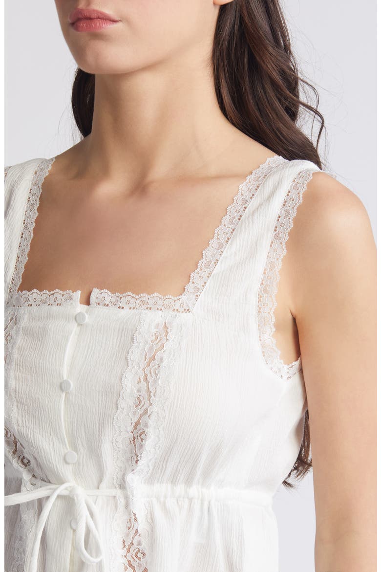 Emily Lace Tie Waist Crop Tank, Alternate, color, SNOW WHITE