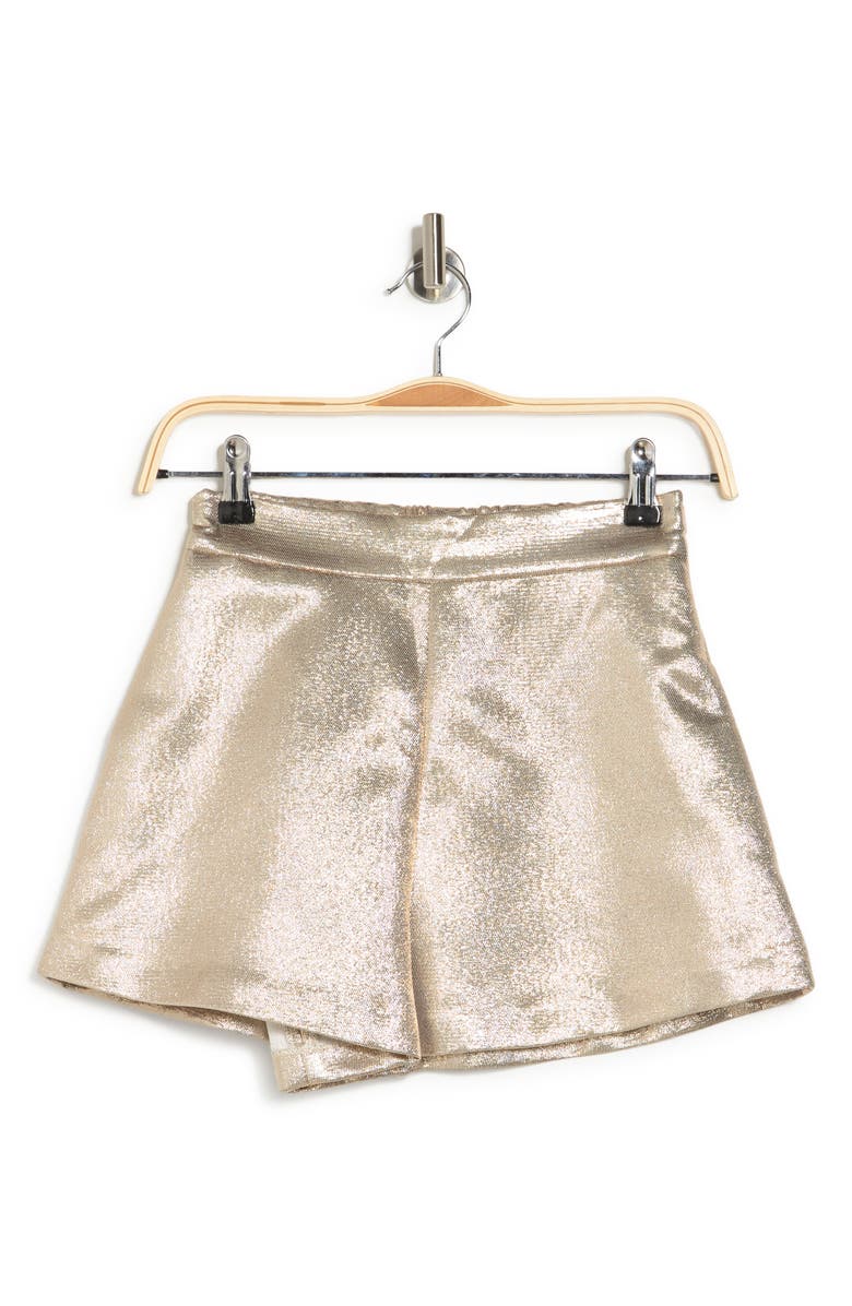 maje Metallic Silk Blend Shorts, Alternate, color, Gold