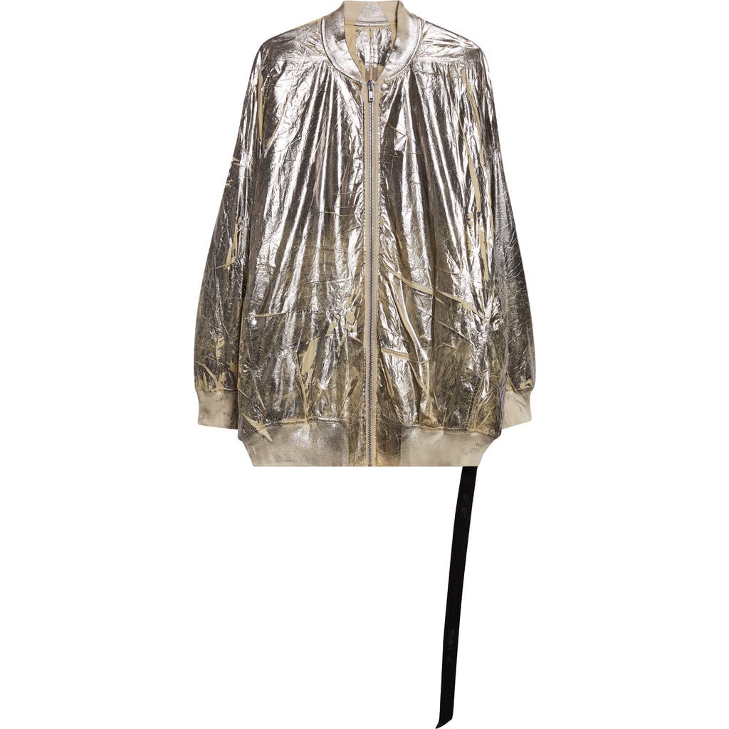 Rick Owens Drkshdw Jumbo Peter Flight Metallic Jacket In Silver