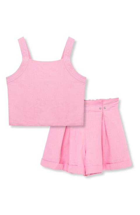 Kids' Linen Blend Tank & Shorts Set (Big Kid)