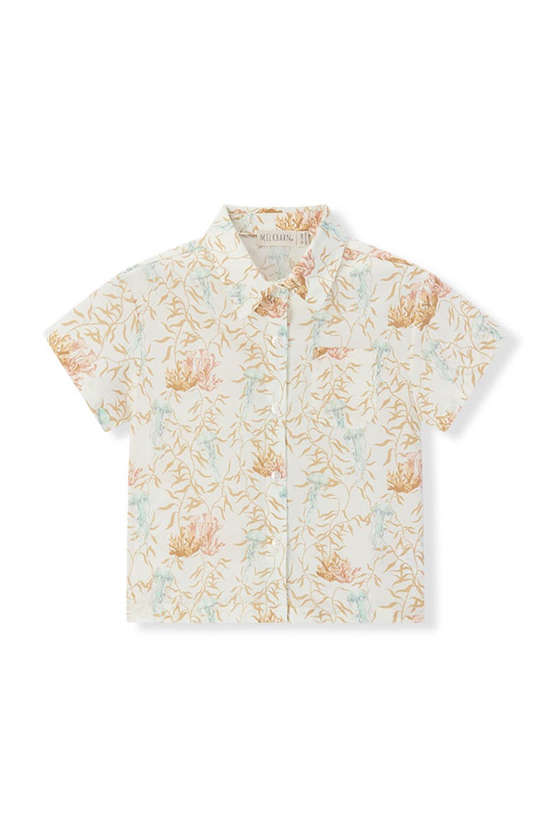 Linen Buttonup Shirt And Shorts Set, Alternate, color, Under the Sea