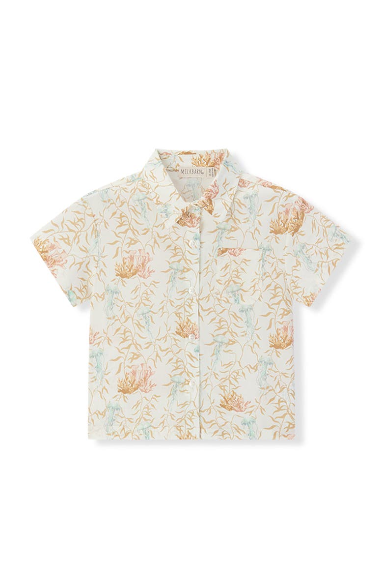 Milkbarn Linen Buttonup Shirt And Shorts Set, Alternate, color, Under The Sea