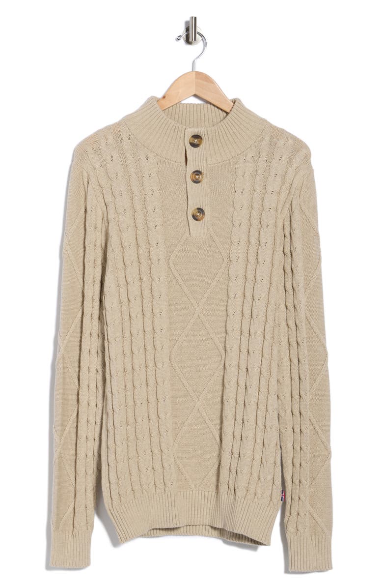 SOUL OF LONDON Mock Neck Cable Knit Cotton Sweater, Alternate, color, Beige/ Beige