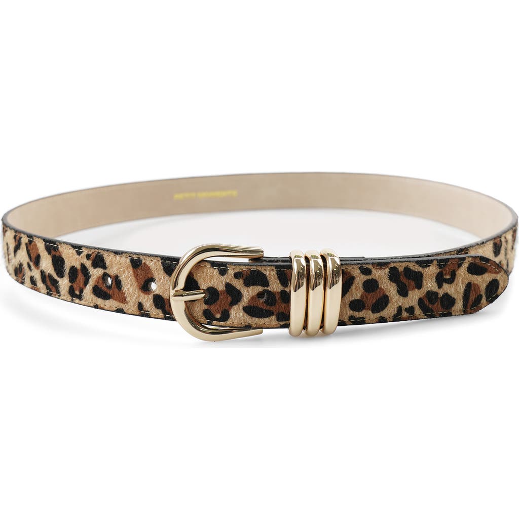 Petit Moments Polished Faux Fur Belt In Leopard/gold