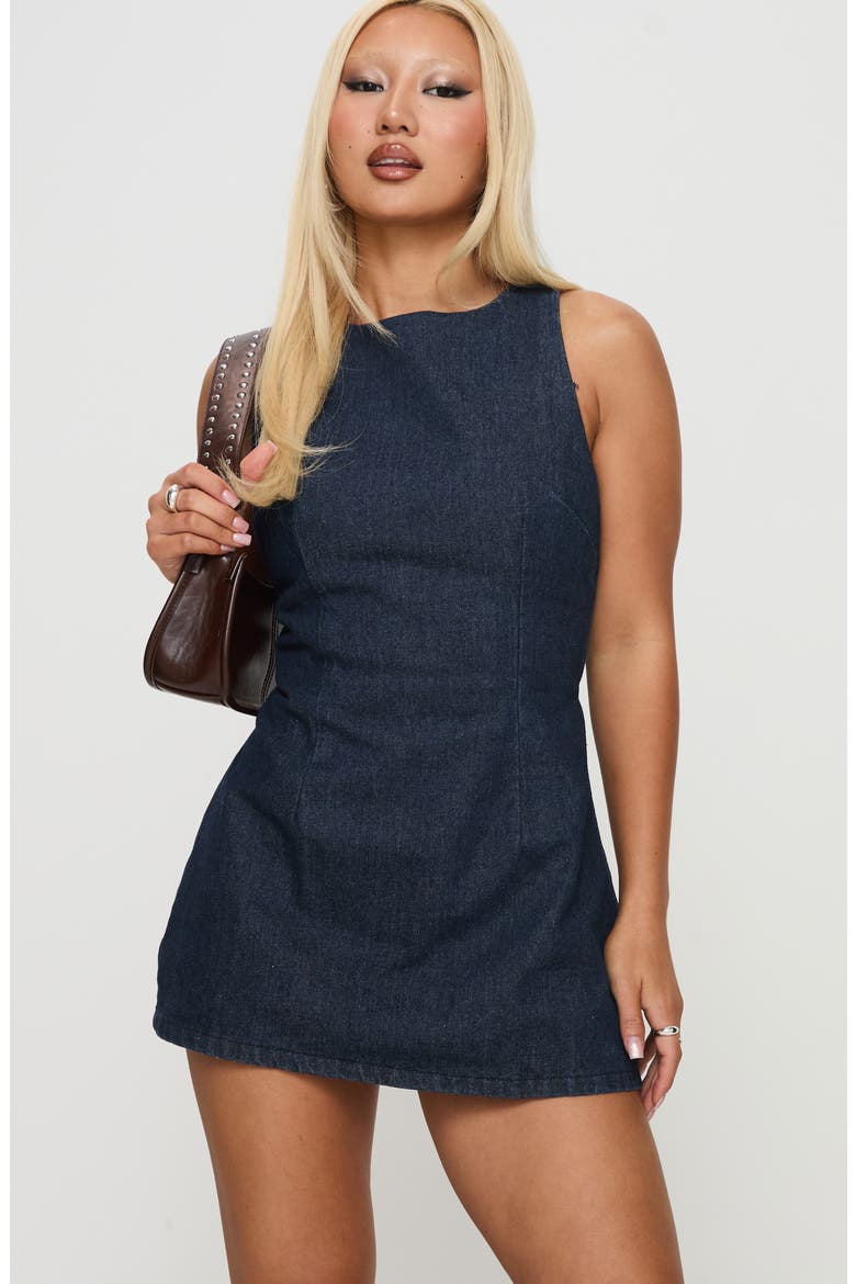 Ainsleigh Denim Skort Romper, Alternate, color, MID WASH