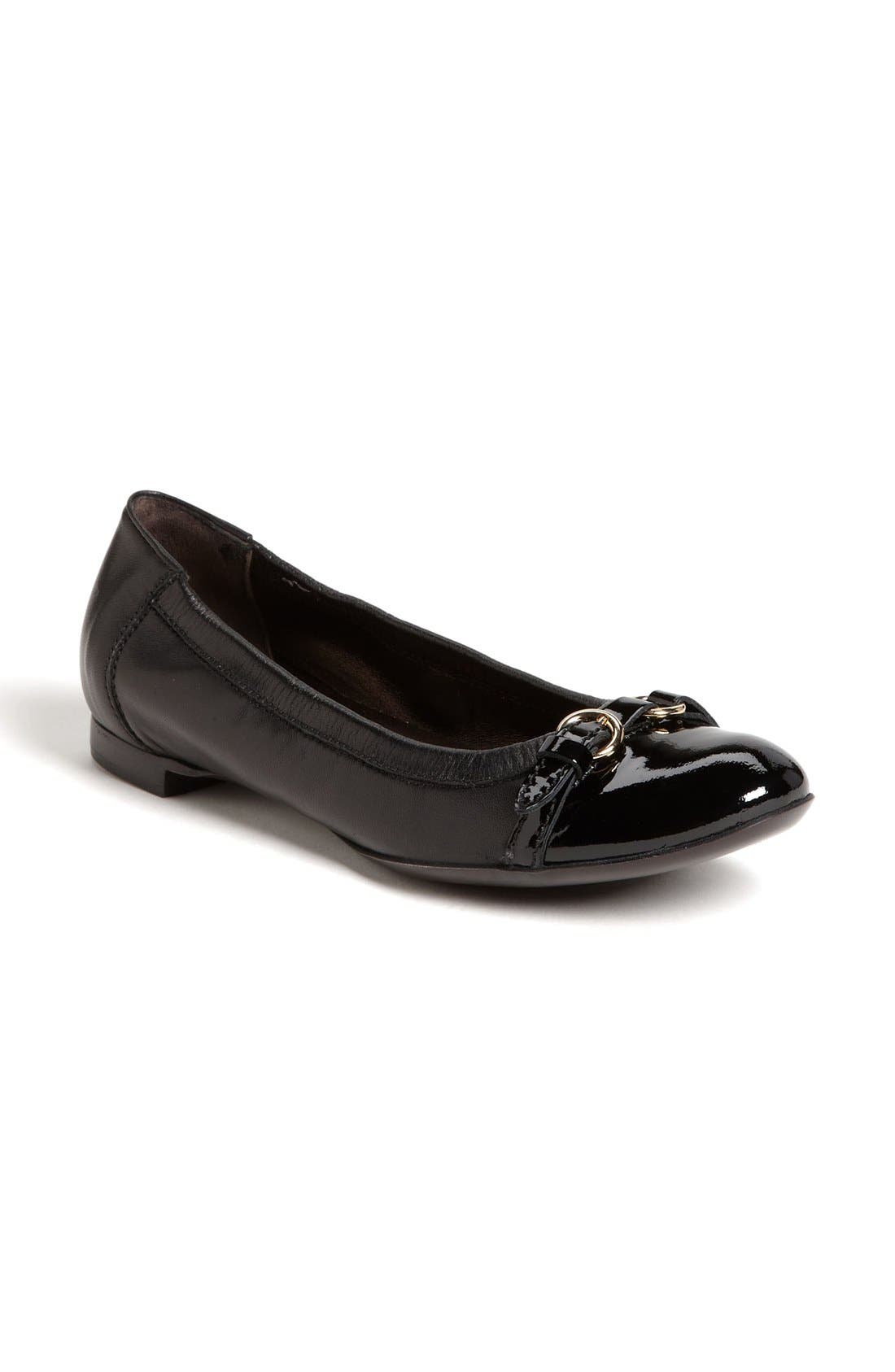 AGL Cap Toe Ballerina Flat, Main, color, Black/ Gold