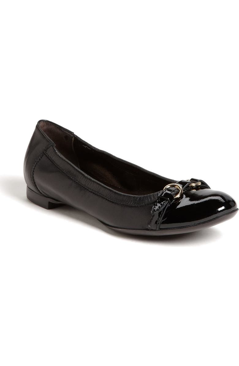 AGL Cap Toe Ballerina Flat, Main, color, Black/ Gold