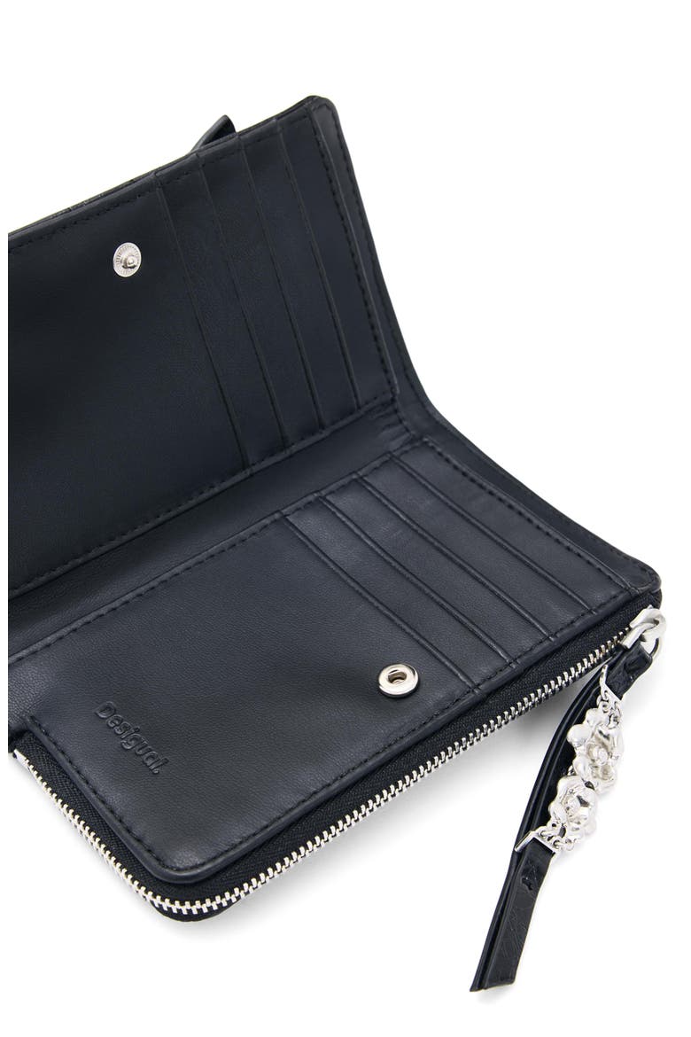 Medium Faux Leather Bifold Wallet, Alternate, color, BLACK