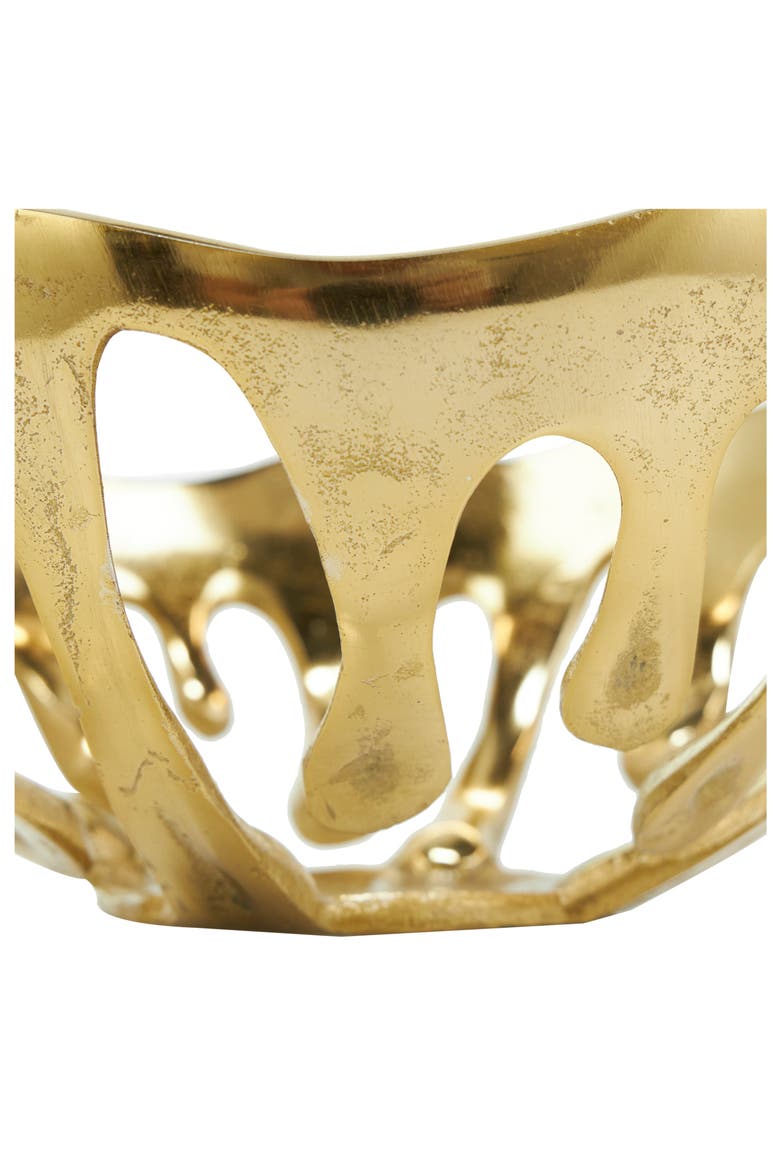 Set of Two Gold Aluminium Decorative Bowls, Alternate, color, GOLD