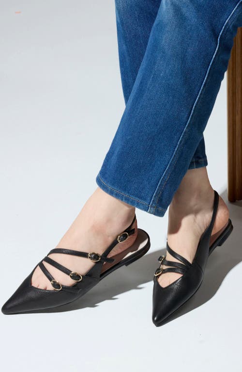 Yosi Samra Ava Slingback Pointed Toe Flat In Black