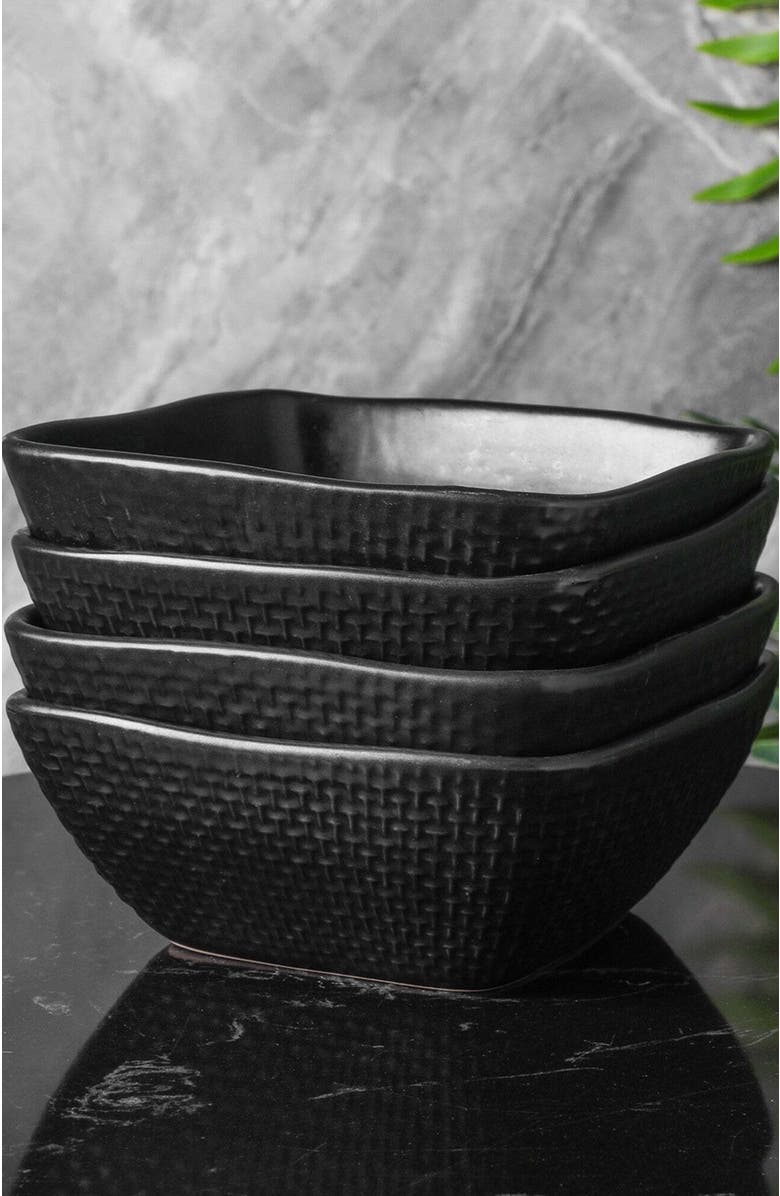 Stone Lain Olivia Stoneware 4-Piece Bowl Set, Alternate, color, Black