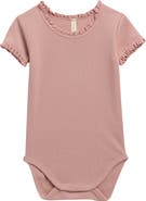 QUINCY MAE Ruffle Organic Cotton Waffle Bodysuit