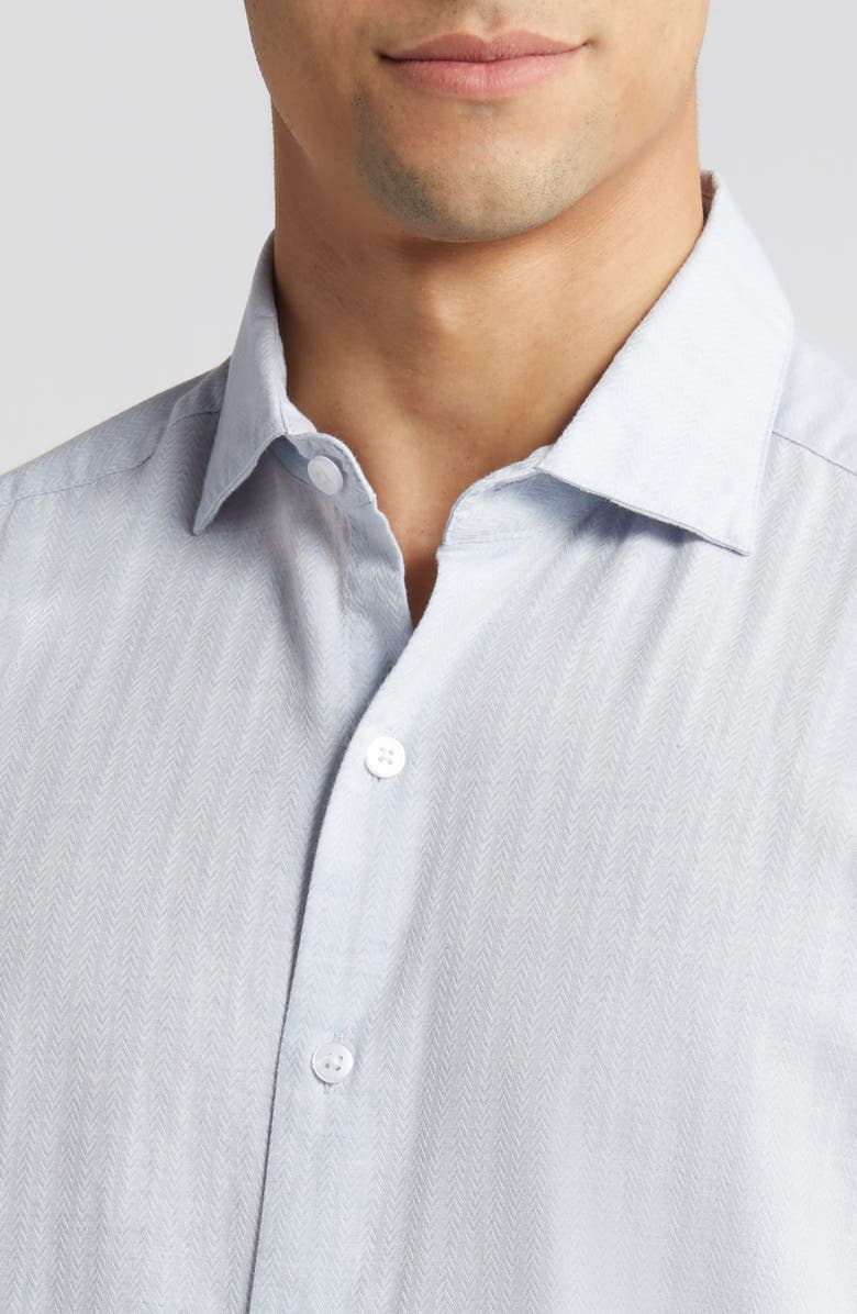 Robert Barakett Silvera Herringbone Slub Short Sleeve Button-Up Shirt, Alternate, color, Blue