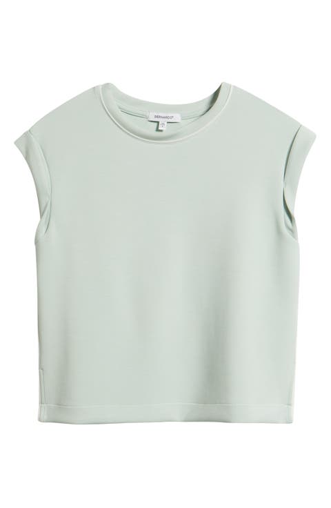 Contrast Inset Cap Sleeve T-Shirt