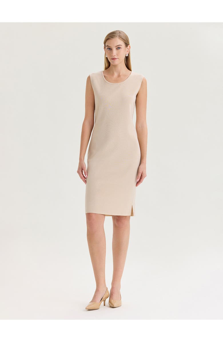 Misook Sleeveless Sheath Knit Dress, Main, color, Biscotti
