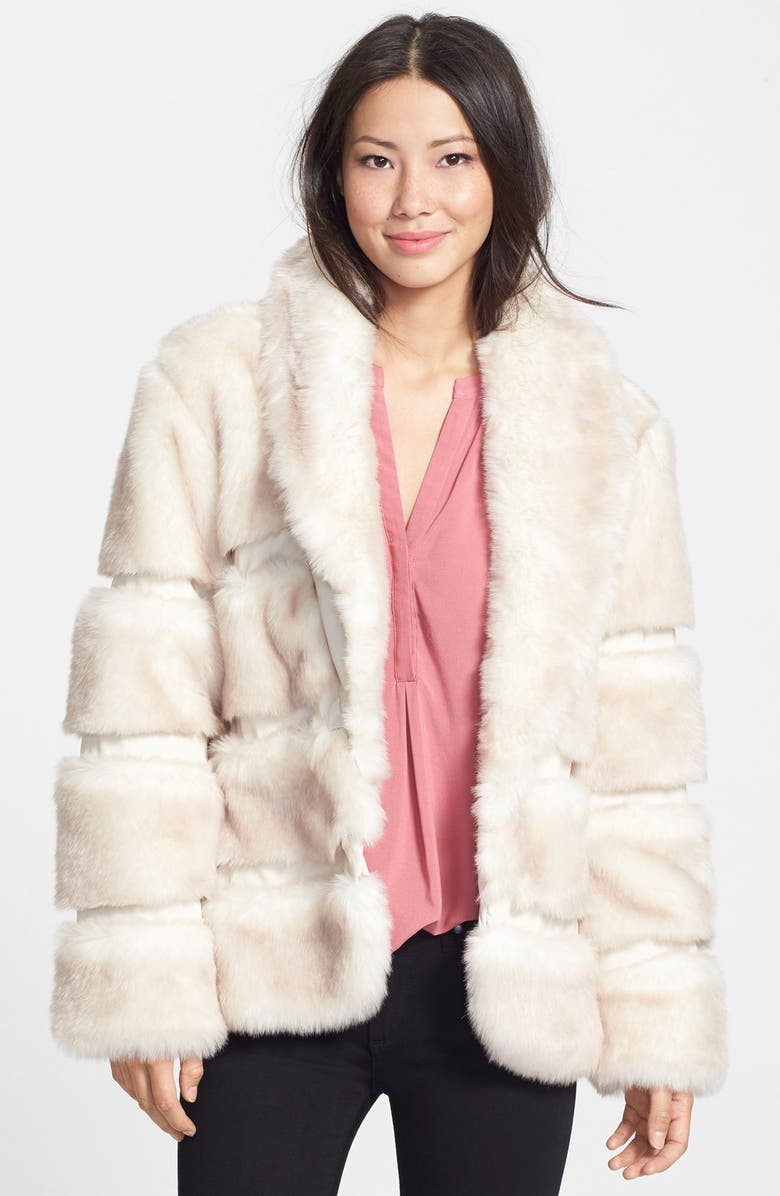 Via Spiga Shawl Collar Faux Fur Jacket, Main, color, 