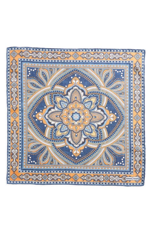 Shop Edward Armah Persian Print Silk Pocket Square In Denim