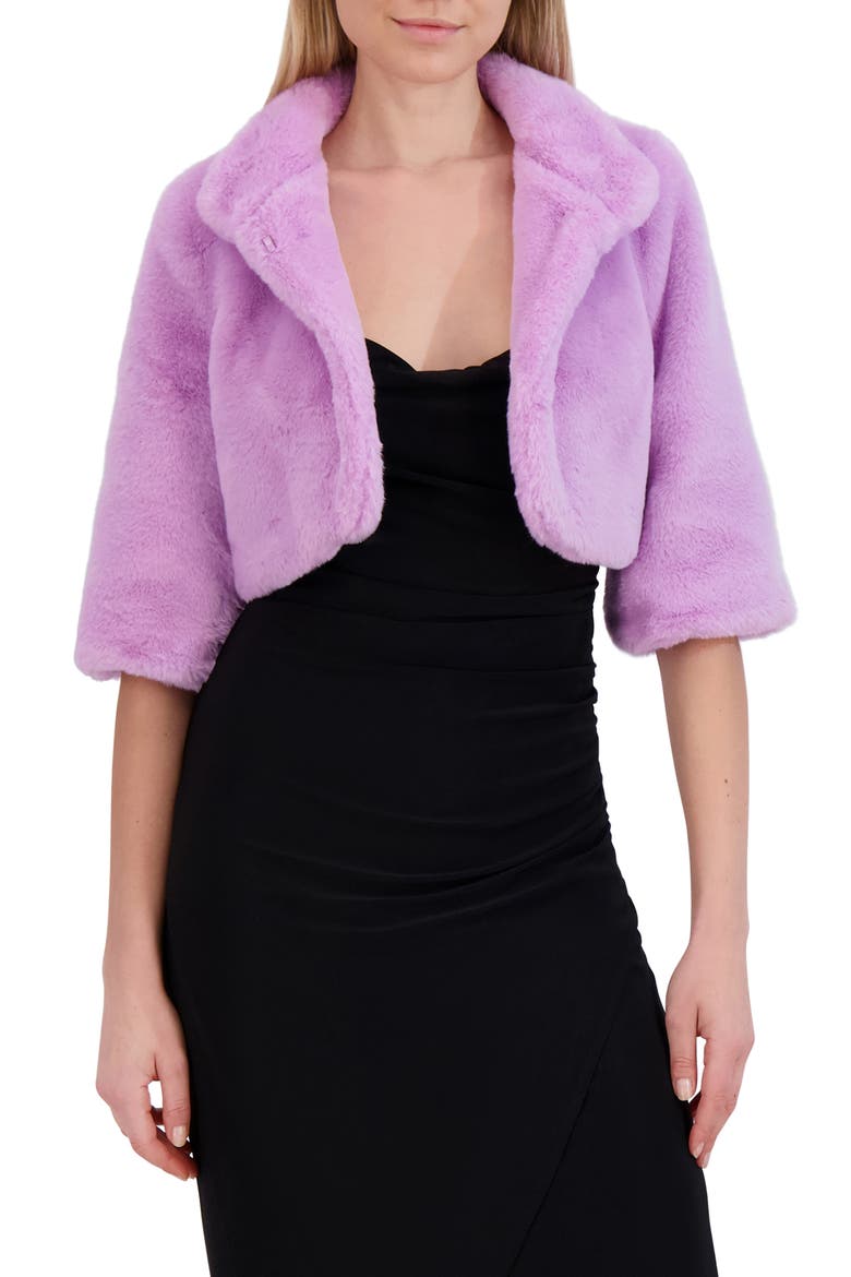 Mock Neck Faux Fur Shrug, Alternate, color, LAVENDER